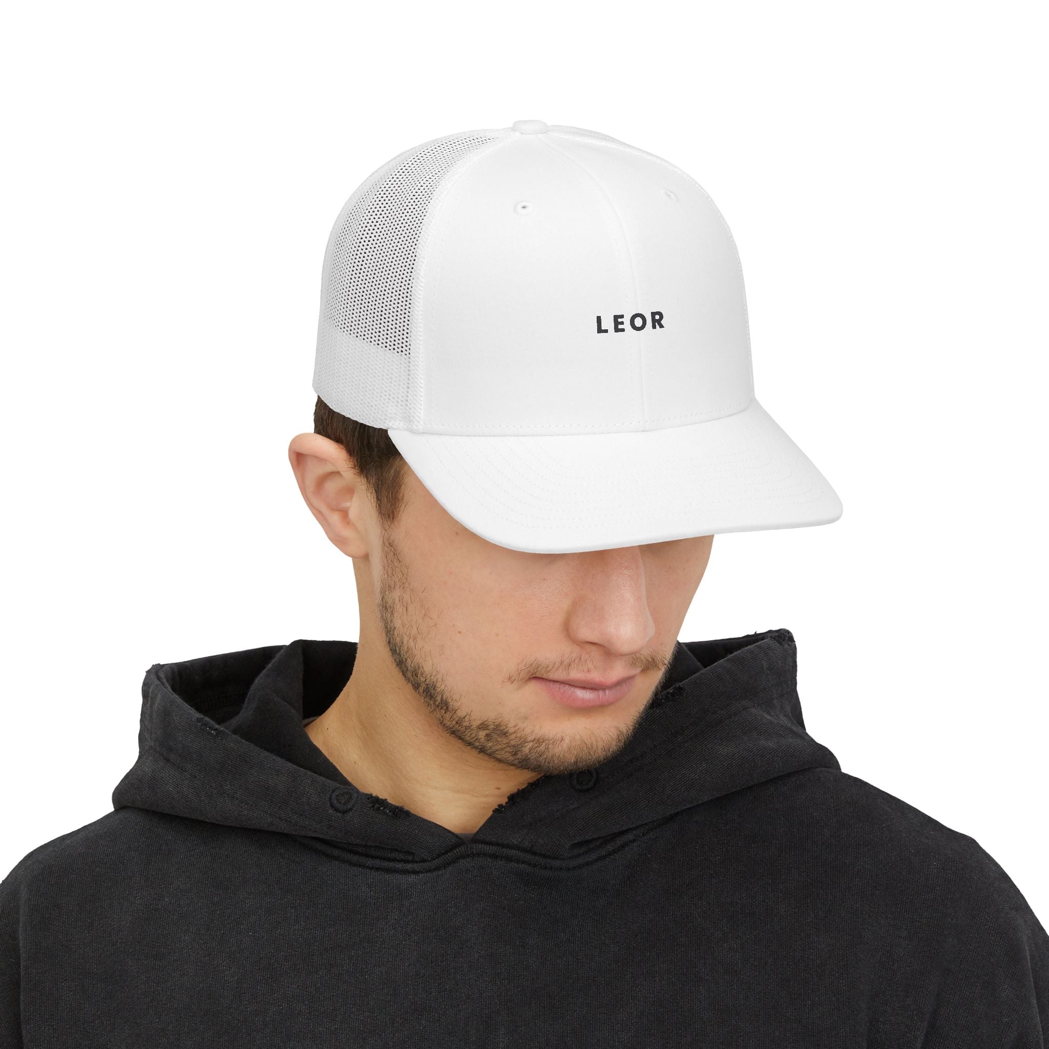 LEOR Embroidered Trucker Cap — Personalized Mesh Snapback Hat