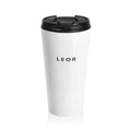 Stainless Steel Travel Mug — Minimal 'LEOR' Logo Insulated Coffee Tumbler