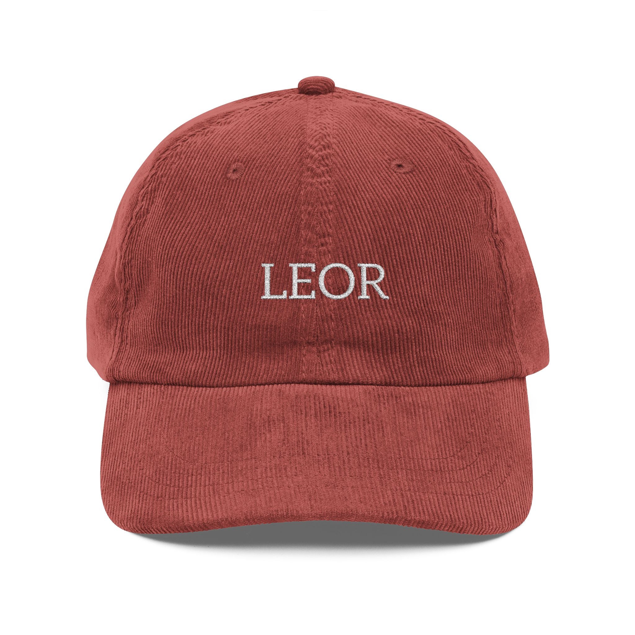 Embroidered Vintage Corduroy Cap — Personalized 'LEOR' Retro Dad Hat