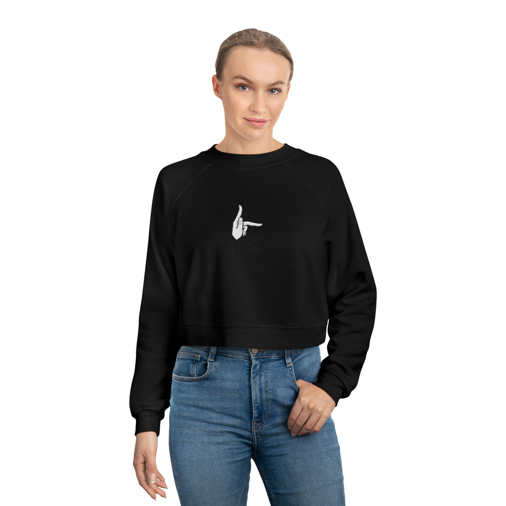 Cropped Pullover — Minimal Hand Sign Graphic