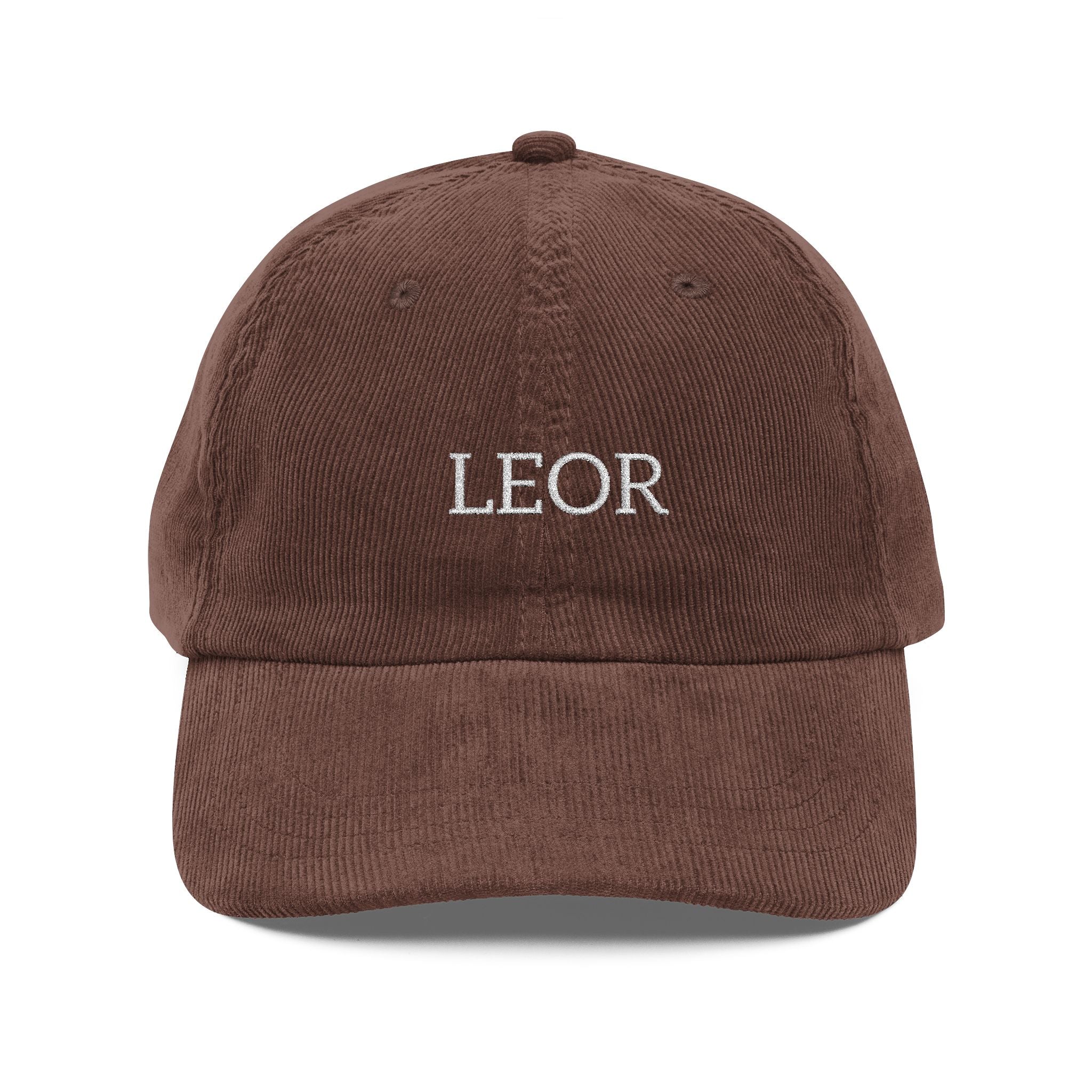 Embroidered Vintage Corduroy Cap — Personalized 'LEOR' Retro Dad Hat