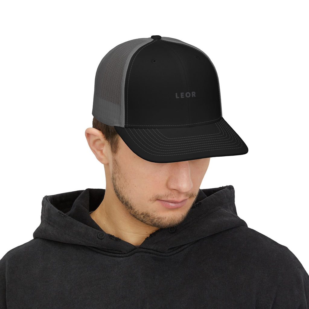 LEOR Embroidered Trucker Cap — Personalized Mesh Snapback Hat