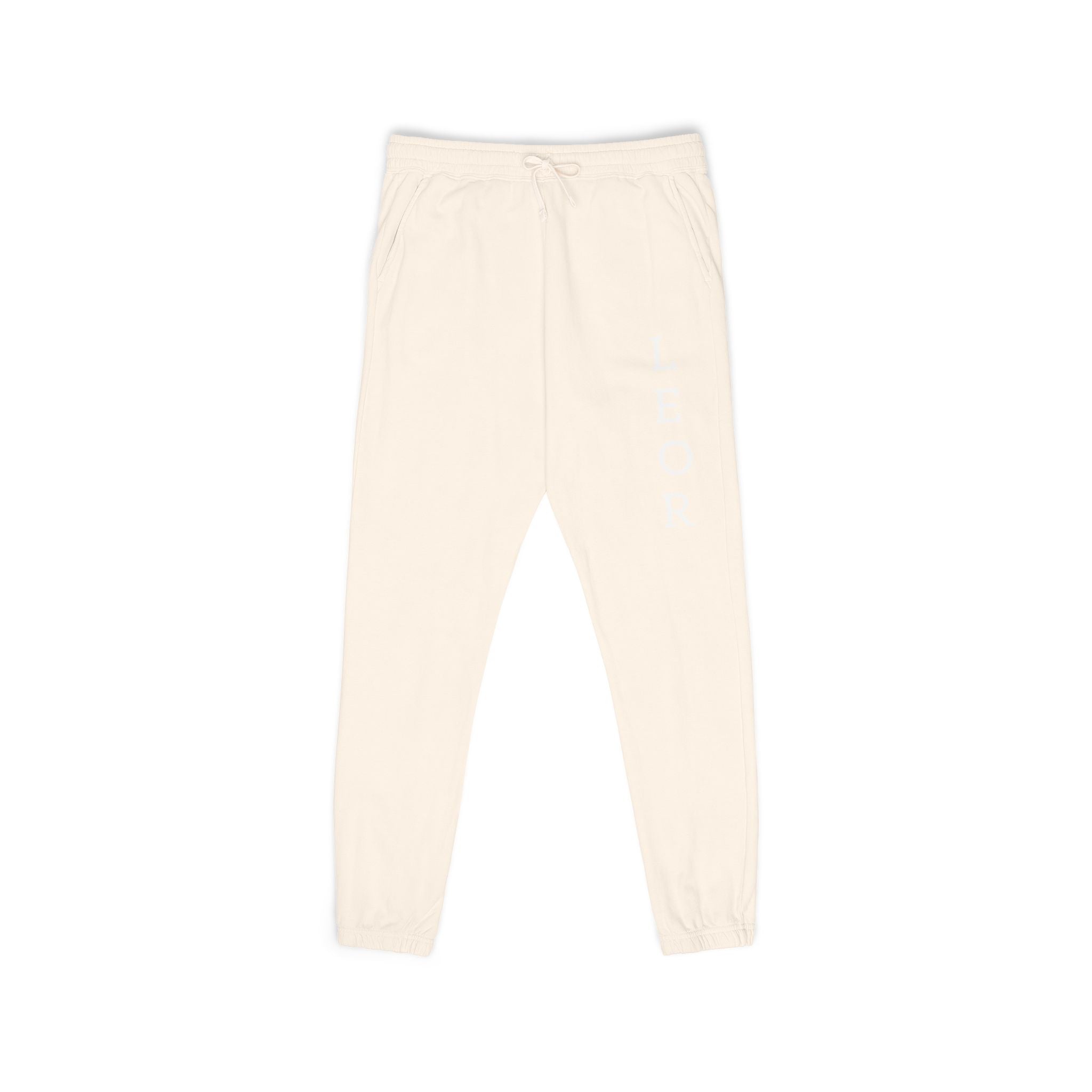 Leo Vertical Script Sweatpants — Garment-Dyed Fleece Joggers