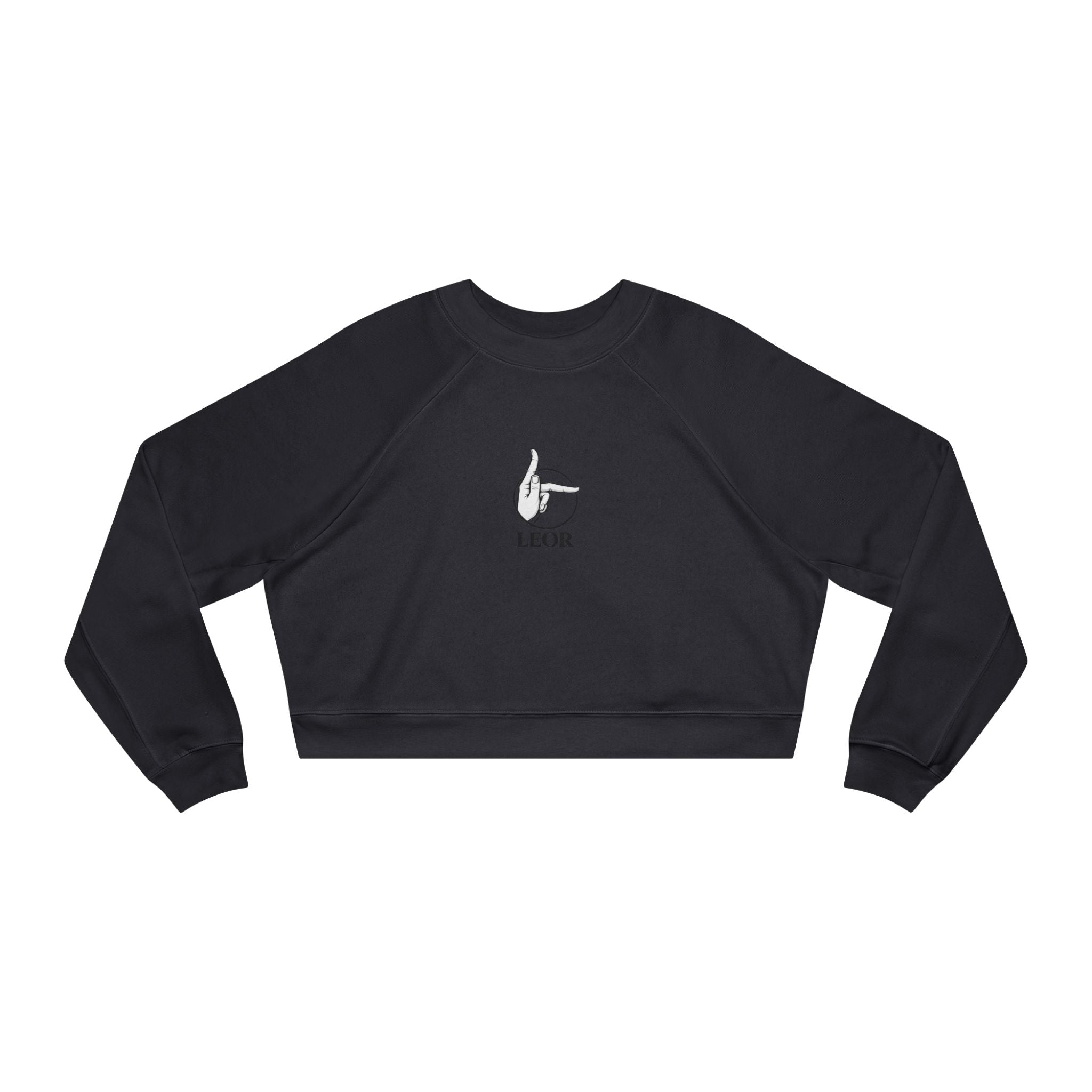 Cropped Pullover — Minimal Hand Sign Graphic