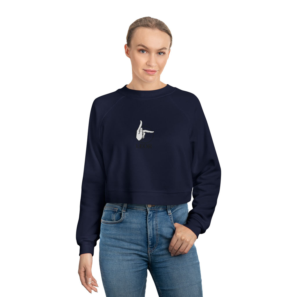 Cropped Pullover — Minimal Hand Sign Graphic