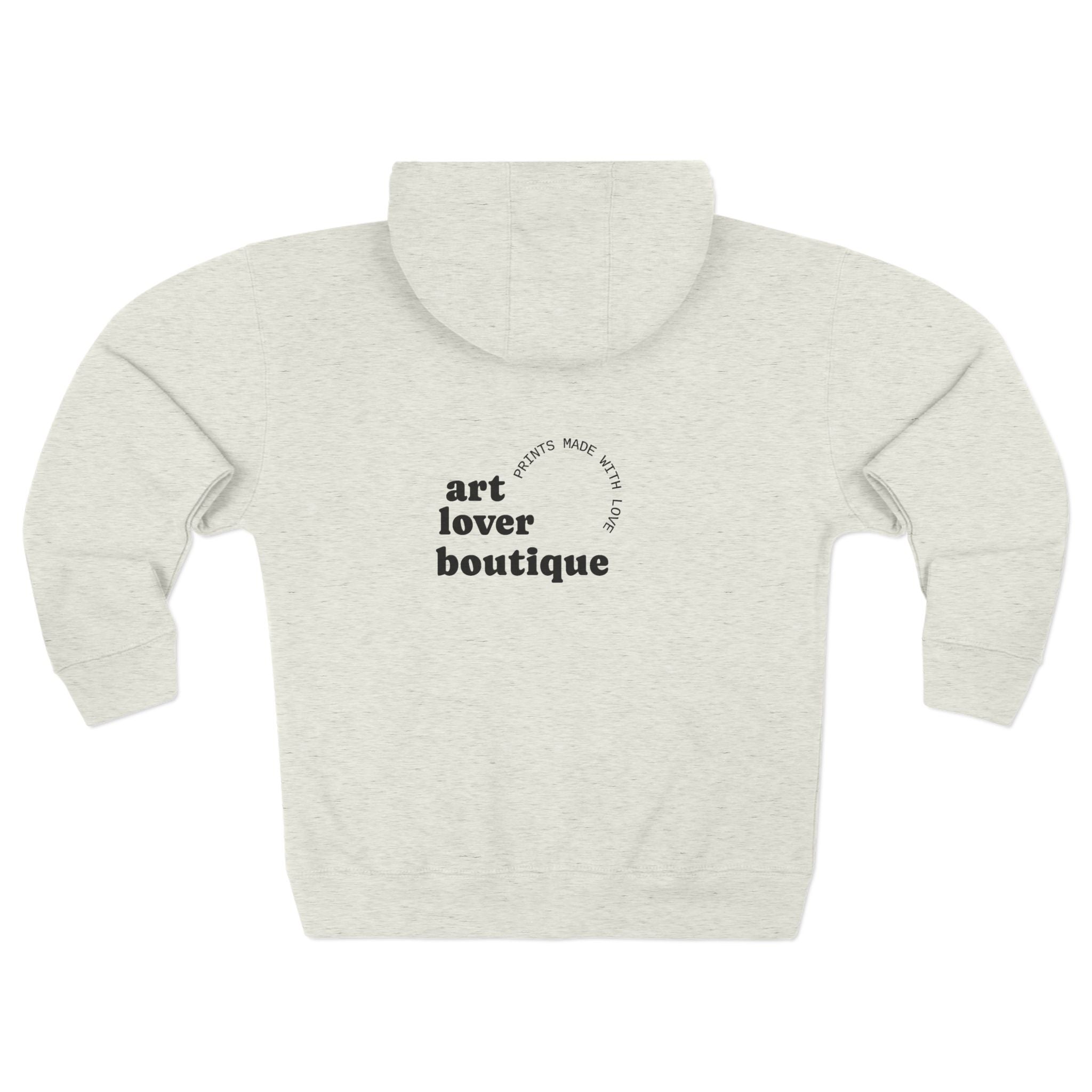 Art Lover Boutique Zip Hoodie — 'Arts Make Life' Minimal Back Logo