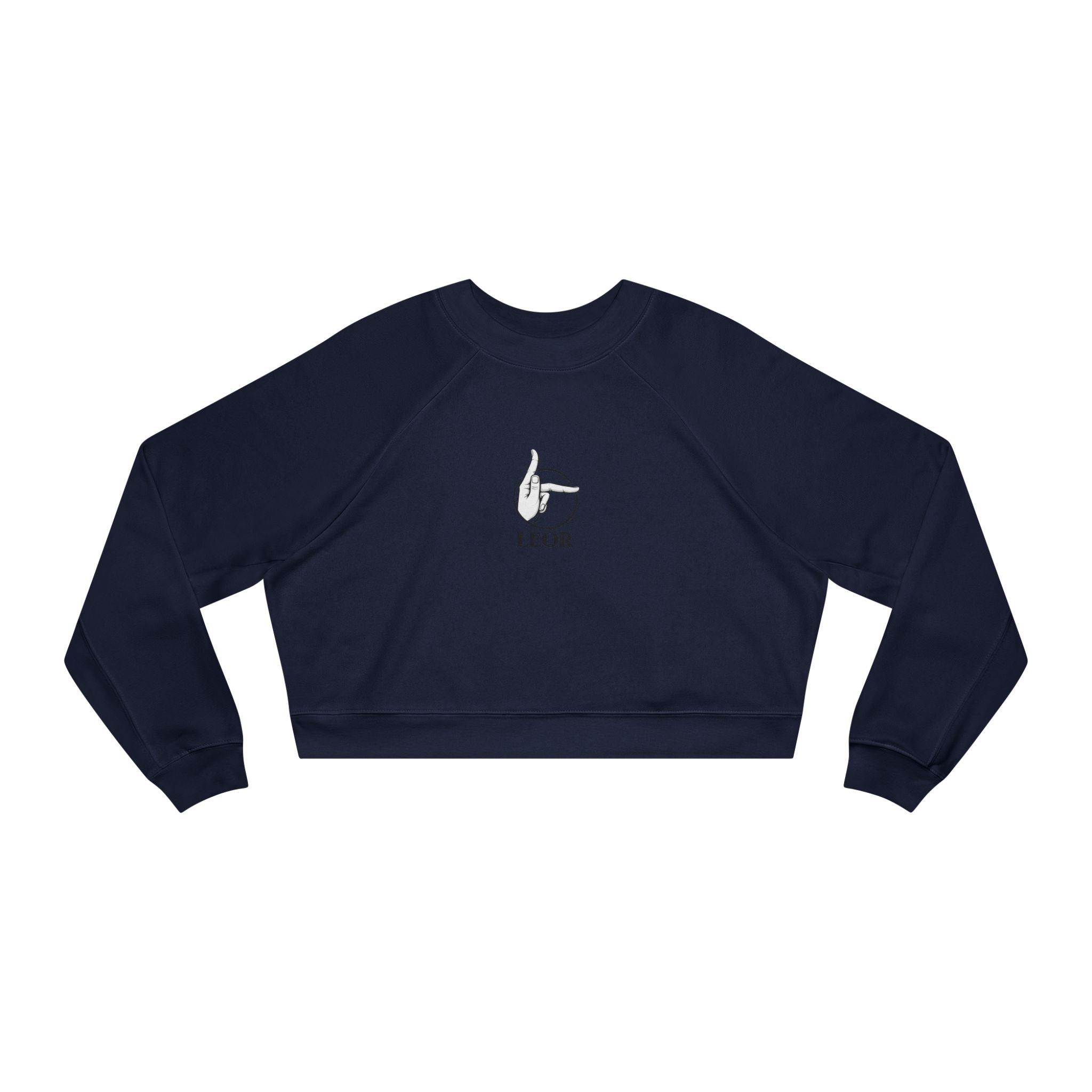 Cropped Pullover — Minimal Hand Sign Graphic