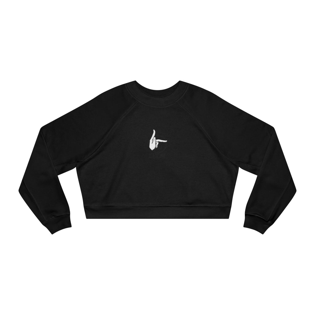 Cropped Pullover — Minimal Hand Sign Graphic