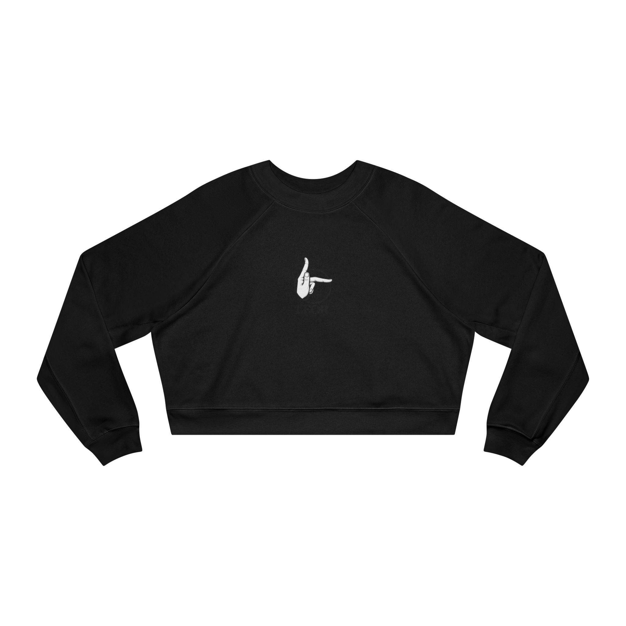 Cropped Pullover — Minimal Hand Sign Graphic