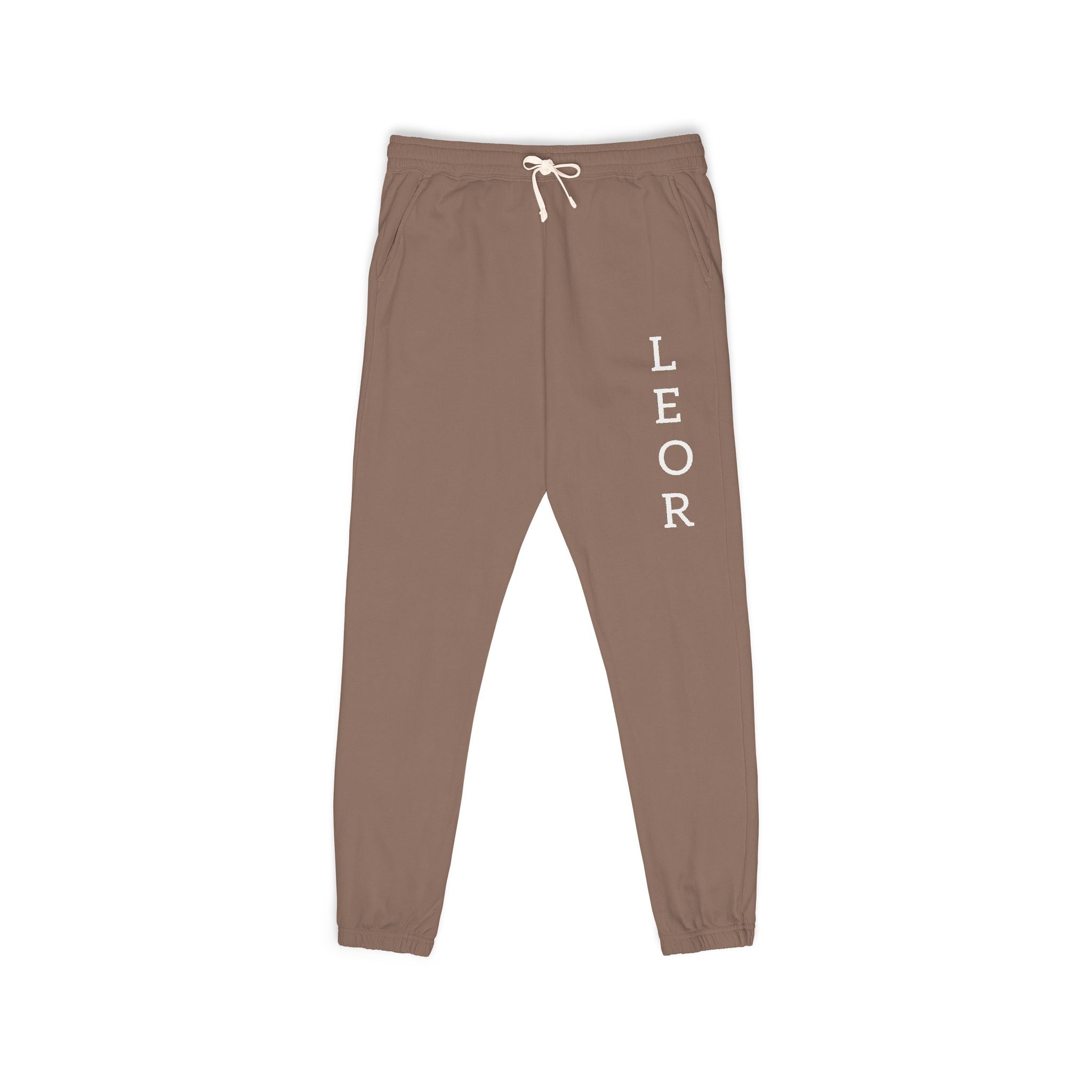 Leo Vertical Script Sweatpants — Garment-Dyed Fleece Joggers