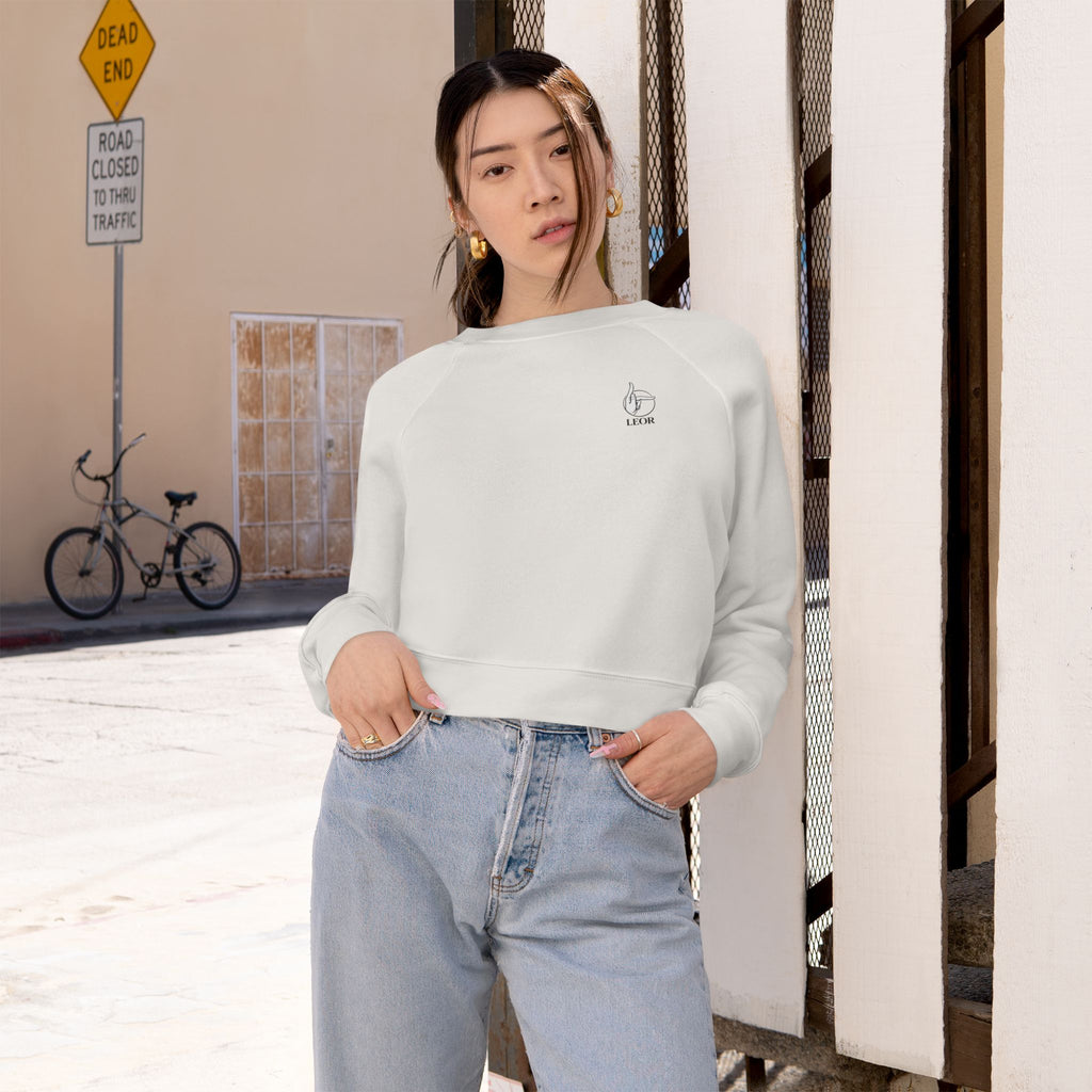 Cropped Fleece Pullover — Minimal Tiny Heart Chest Logo