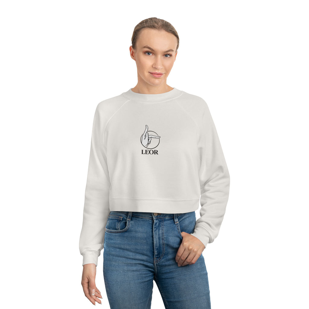 Cropped Pullover — Minimal Hand Sign Graphic