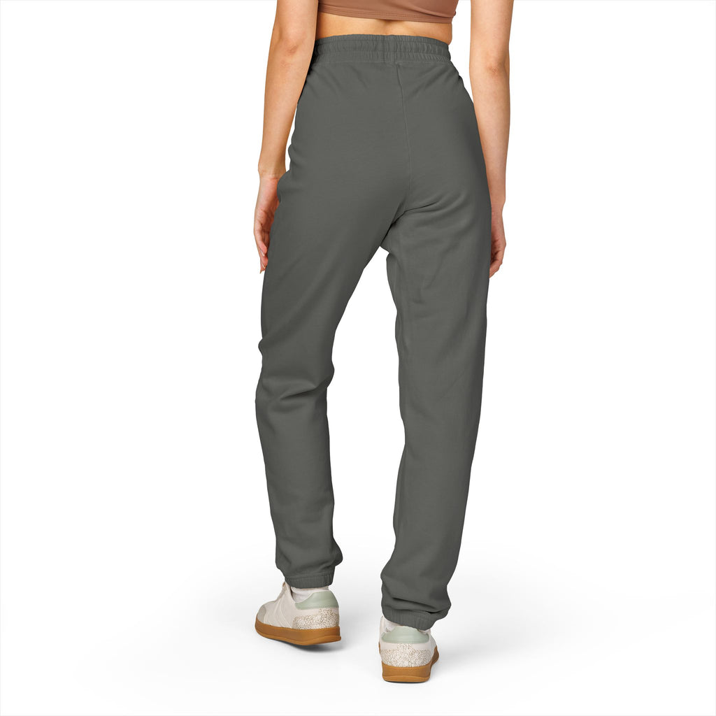 Leo Vertical Script Sweatpants — Garment-Dyed Fleece Joggers