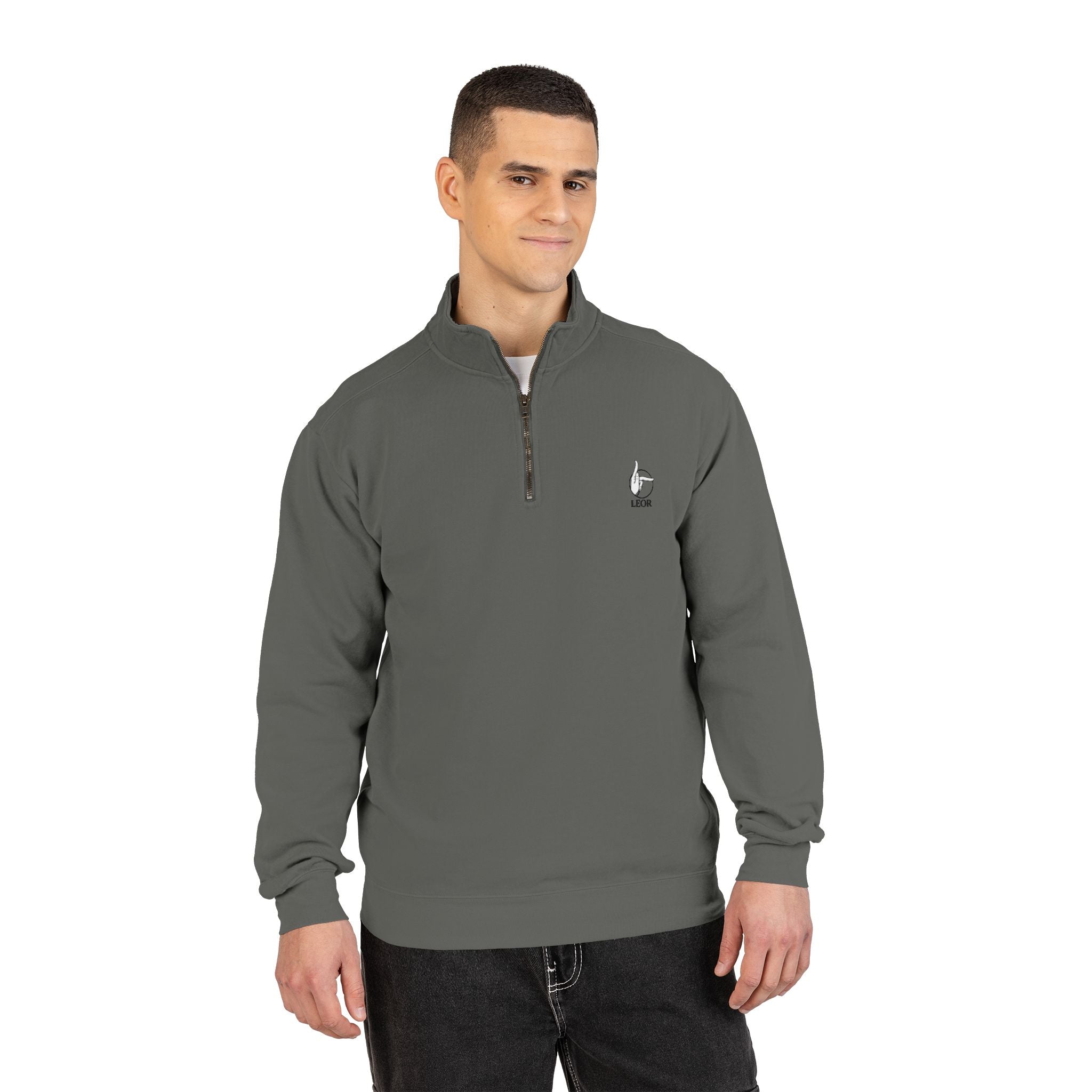 Quarter-Zip Sweatshirt — Minimalist Small Goose Logo Pullover