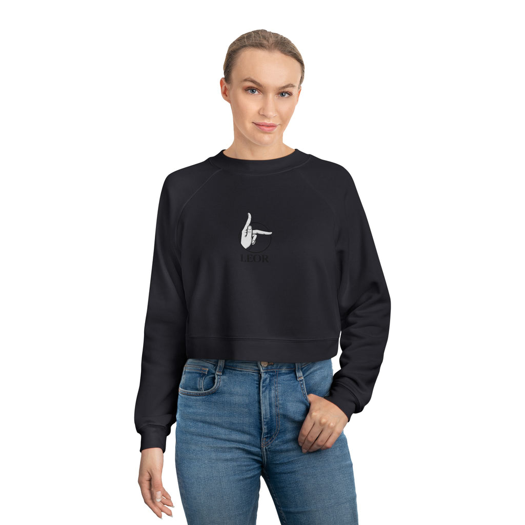 Cropped Pullover — Minimal Hand Sign Graphic