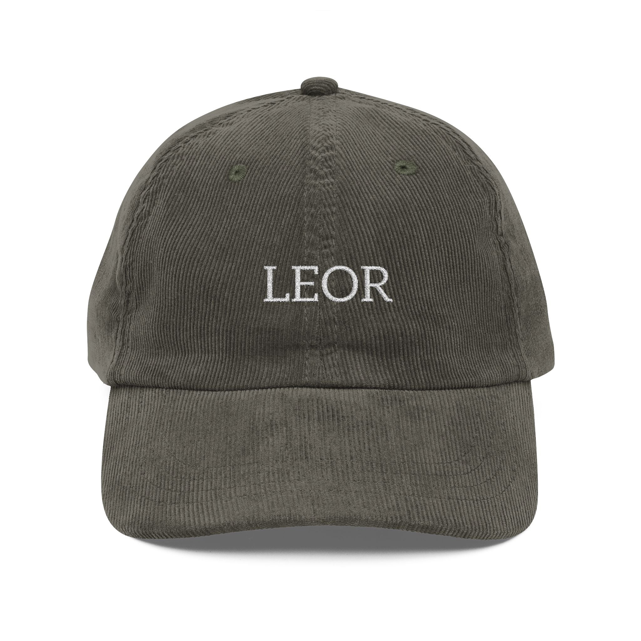 Embroidered Vintage Corduroy Cap — Personalized 'LEOR' Retro Dad Hat