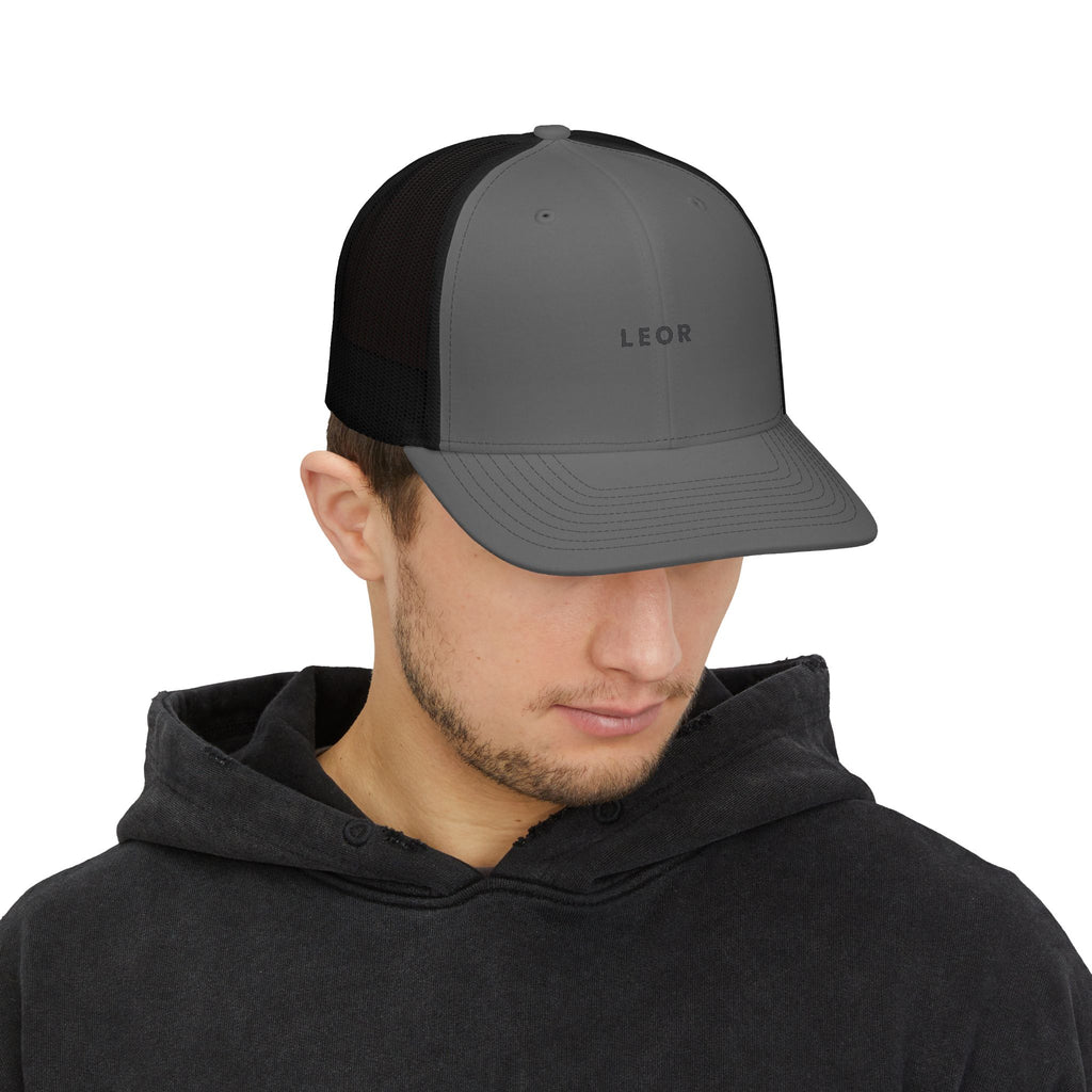 LEOR Embroidered Trucker Cap — Personalized Mesh Snapback Hat