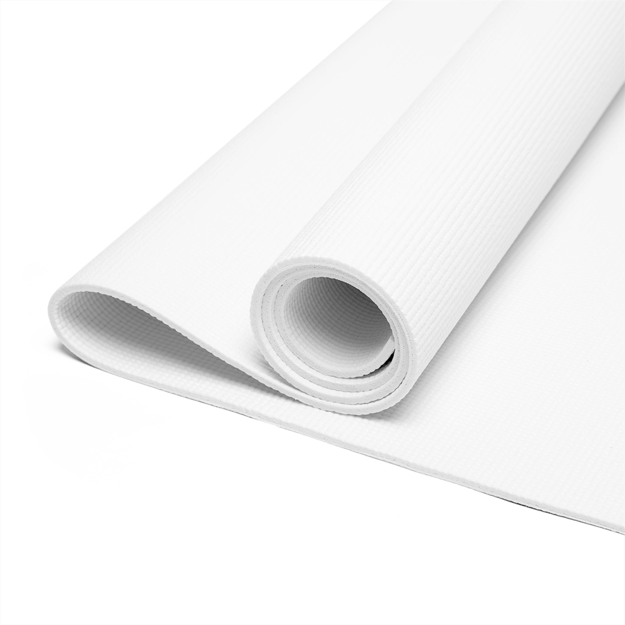 Minimalist White Foam Yoga Mat — LEOR Logo, Non-Slip Exercise & Pilates Mat