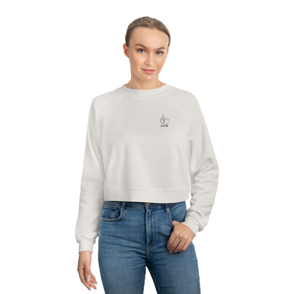 Cropped Fleece Pullover — Minimal Tiny Heart Chest Logo