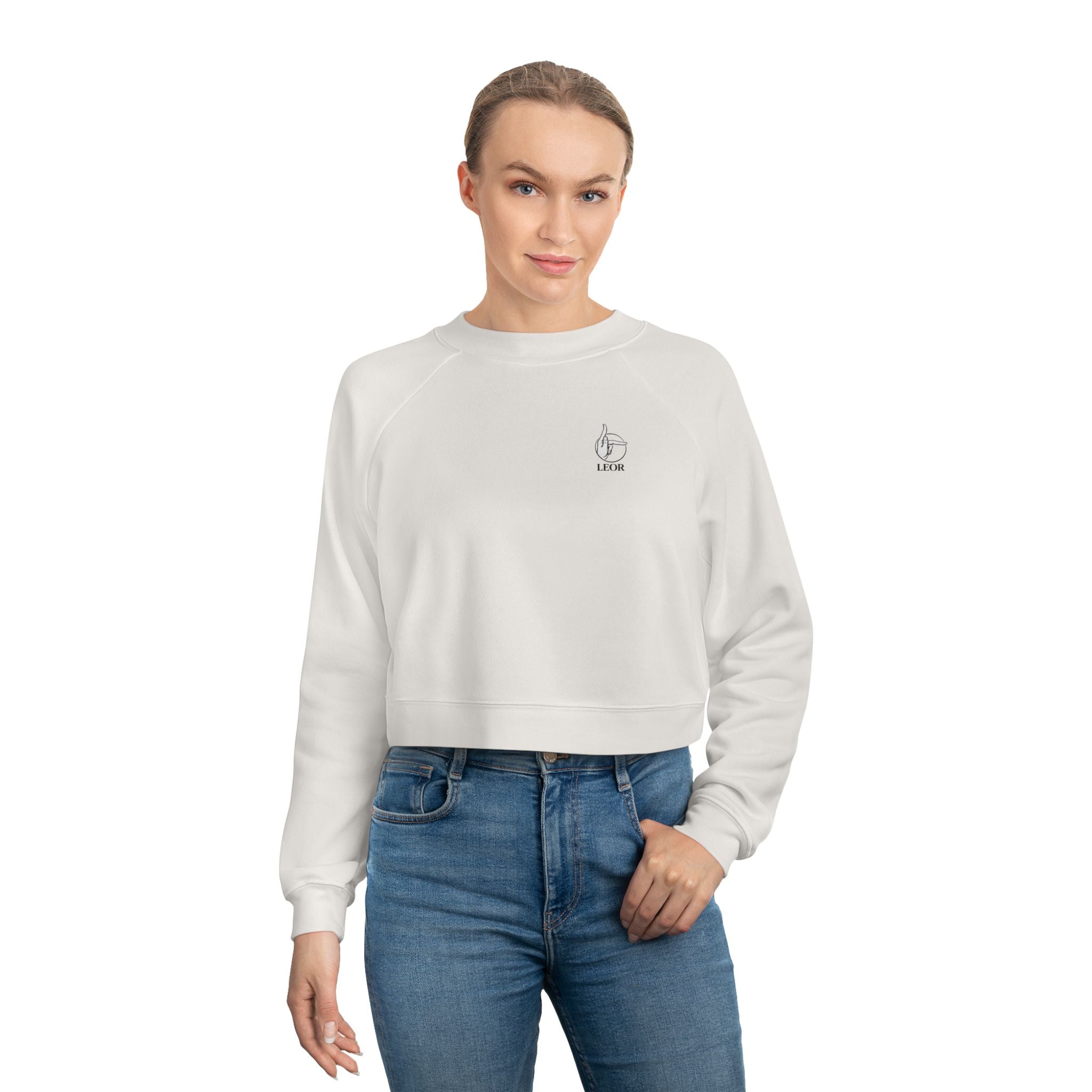 Cropped Fleece Pullover — Minimal Tiny Heart Chest Logo