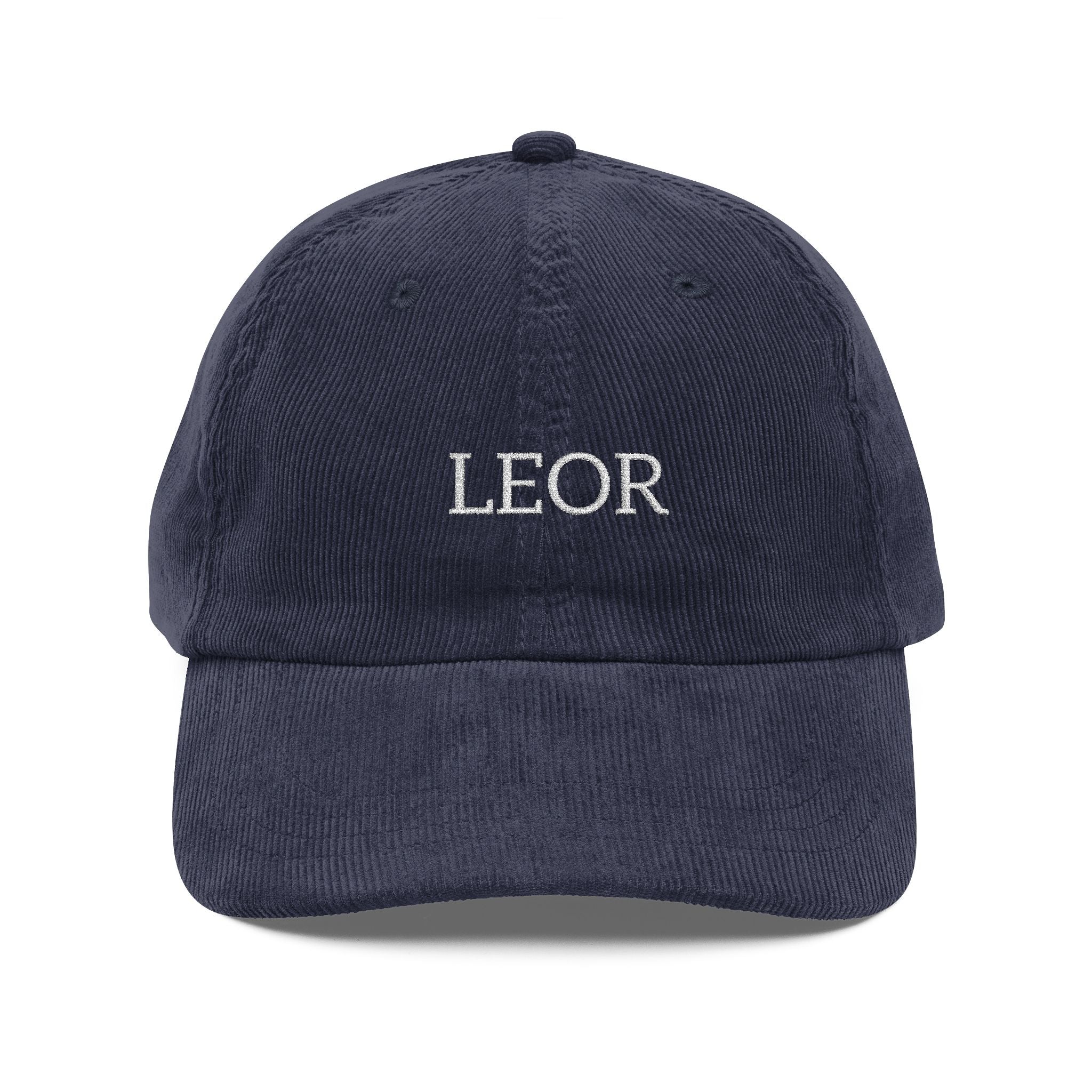 Embroidered Vintage Corduroy Cap — Personalized 'LEOR' Retro Dad Hat