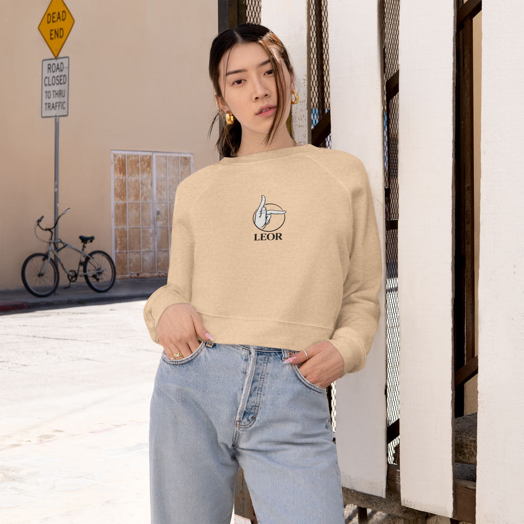 Cropped Pullover — Minimal Hand Sign Graphic